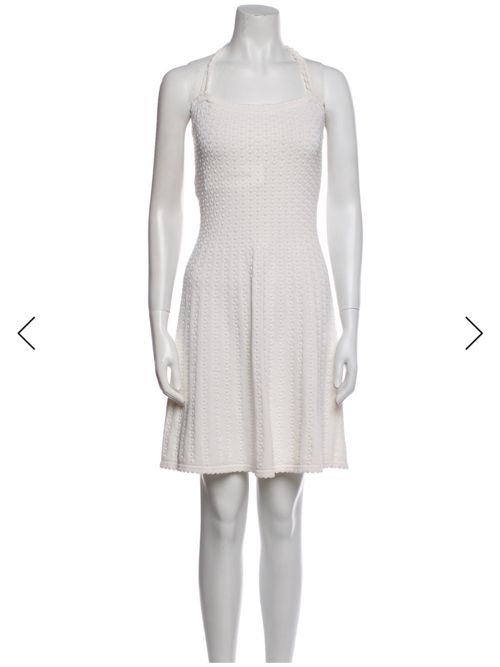 CHANEL Cream Sleeveless Textured Mini Dress